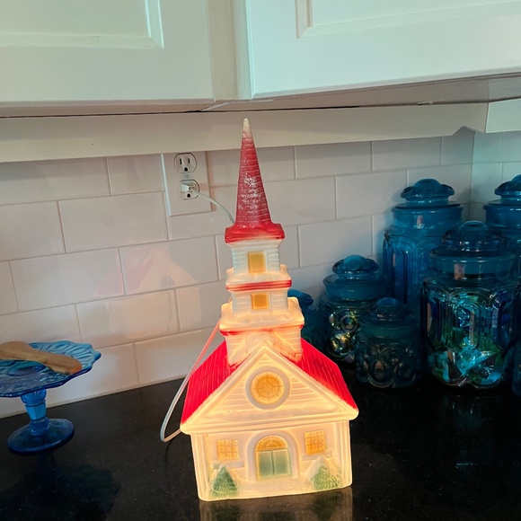 Poloron Other - Vintage Poloron 15.25” Blow Mold Christmas Church 1970s Lighted